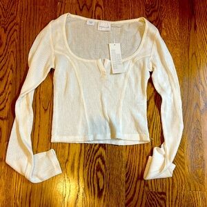 Lightweight waffle knit crop